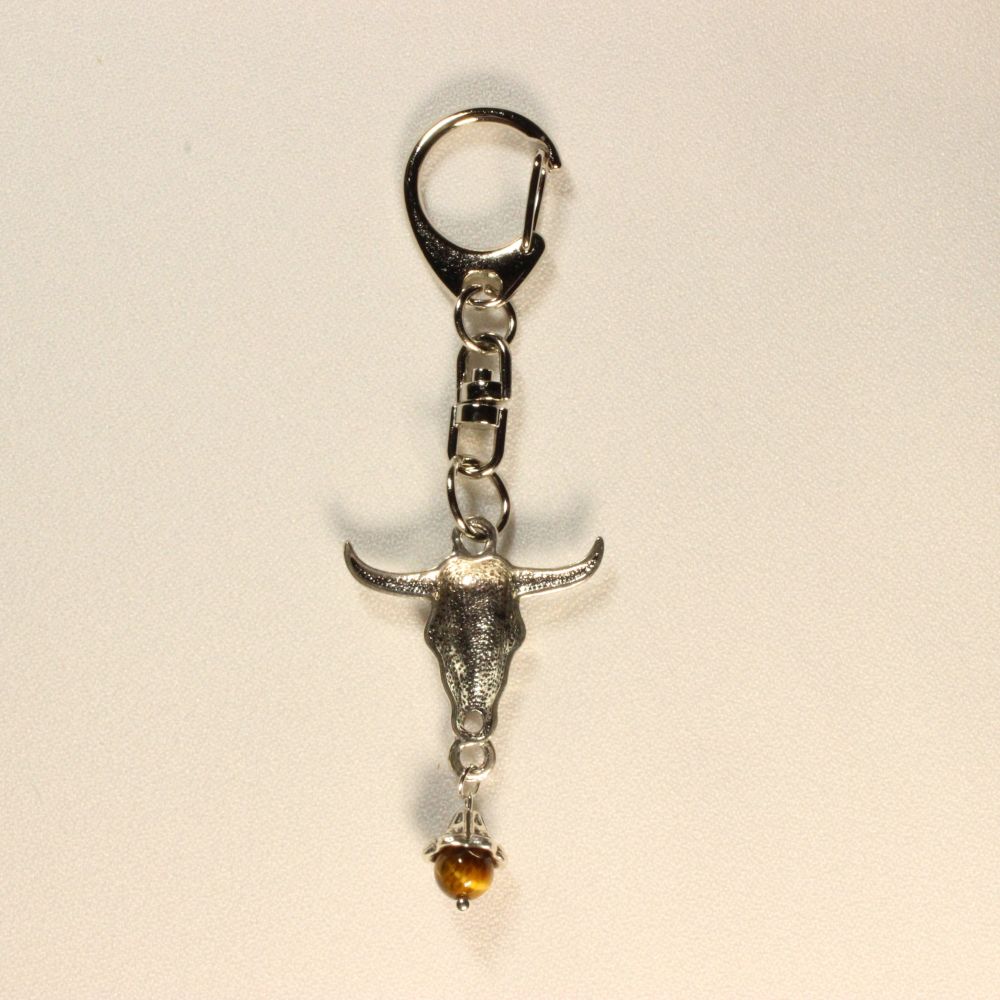 Gothic Bull Keychains with Tiger's eye