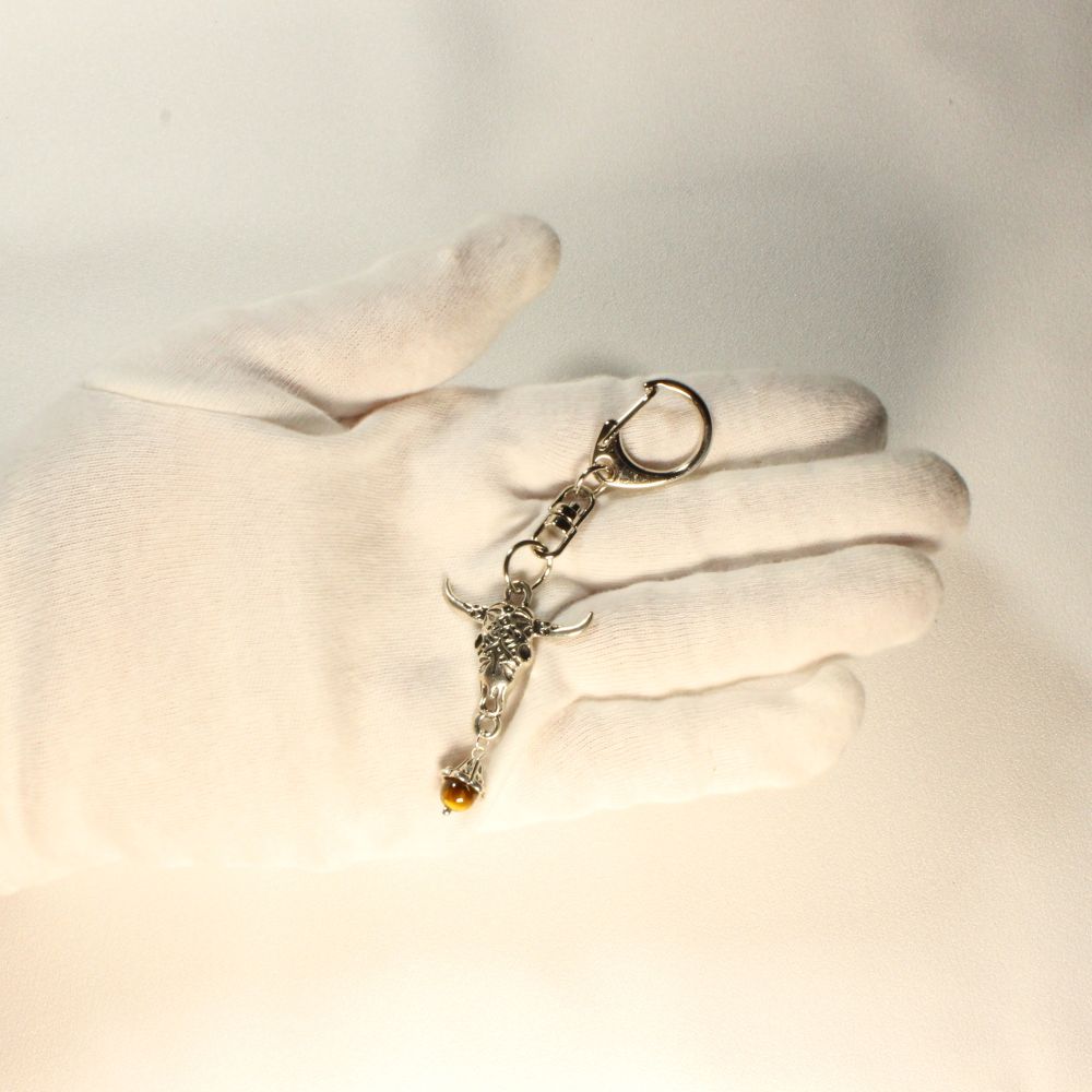 Gothic Bull Keychains with Tiger's eye
