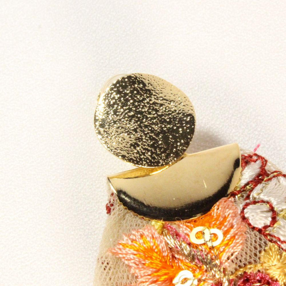 Embroidered Ribbon Clip-on Earrings