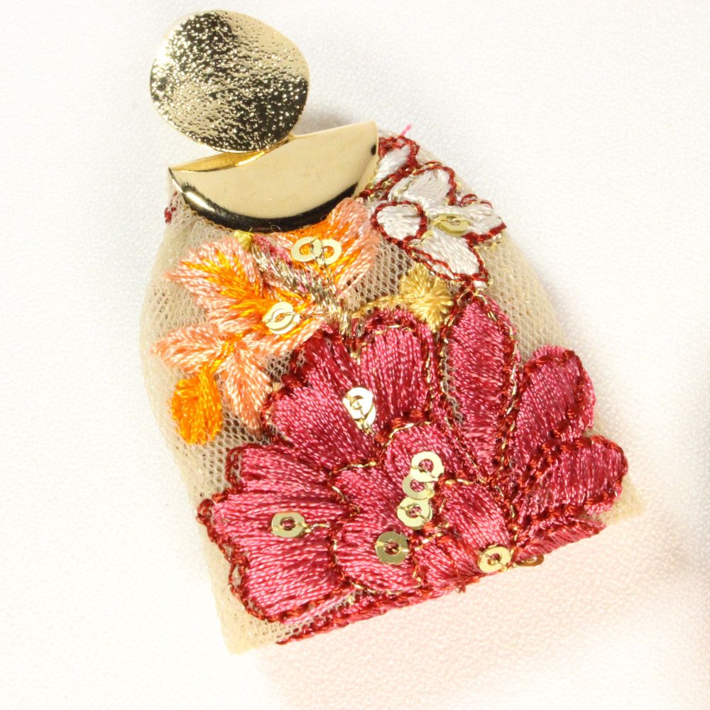 Embroidered Ribbon Clip-on Earrings