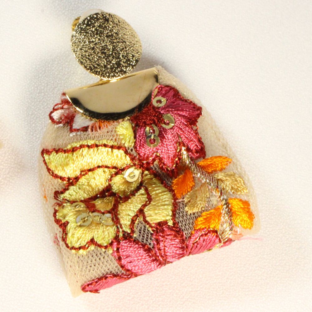 Embroidered Ribbon Clip-on Earrings