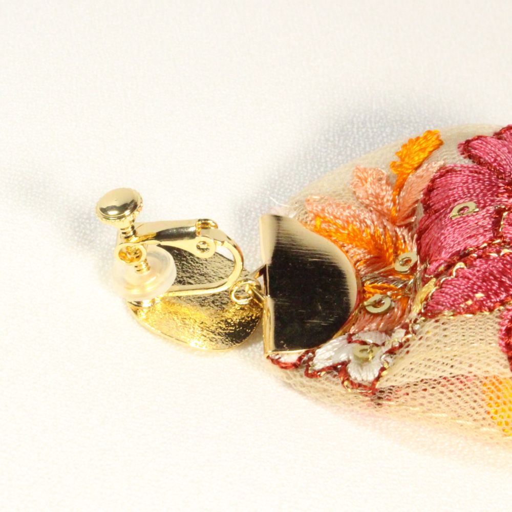 Embroidered Ribbon Clip-on Earrings