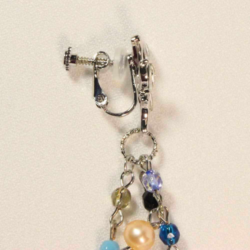 Czech Glass Beads & Freshwater Pearls Clip-on Earrings　