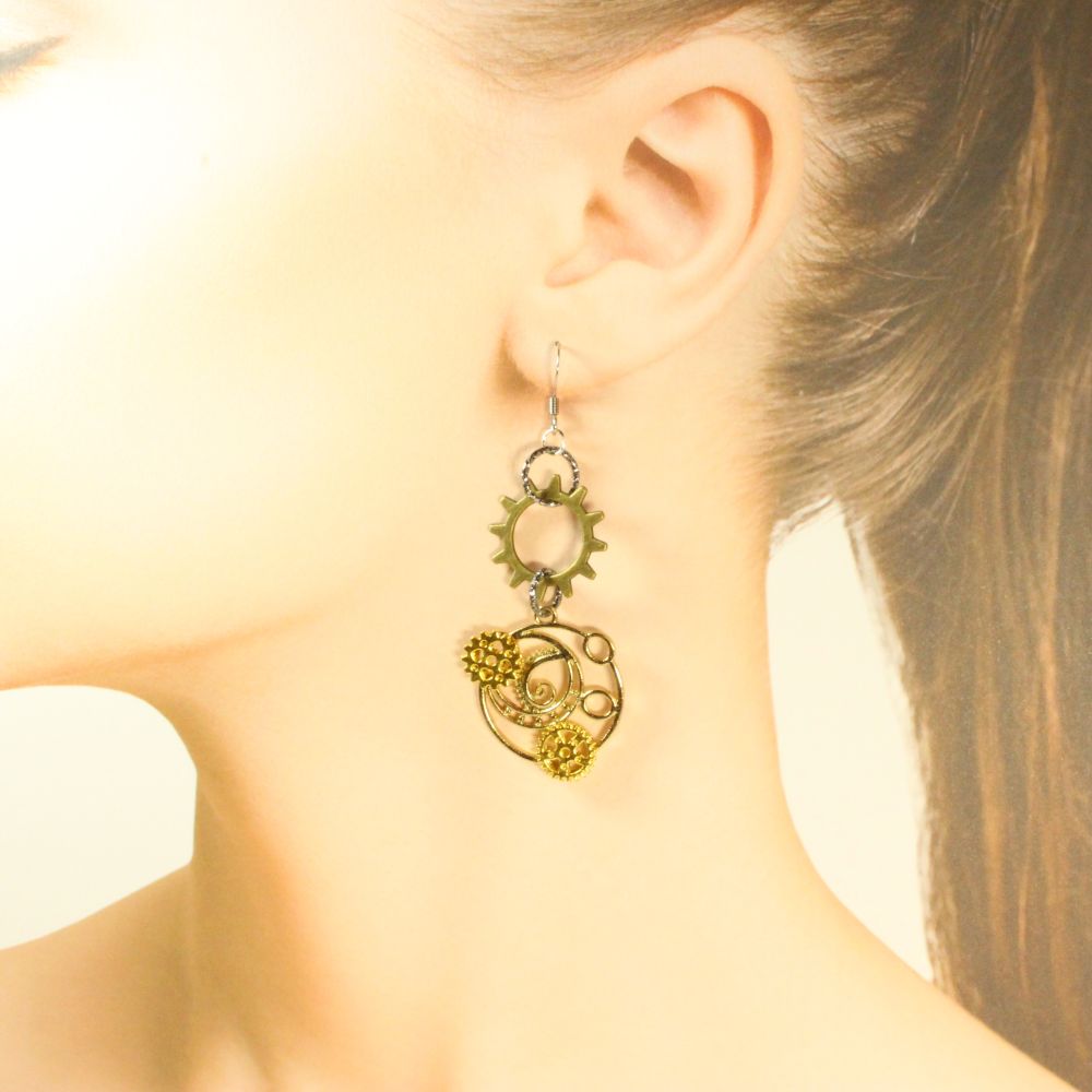 Steampunk Earrings for pierced ears