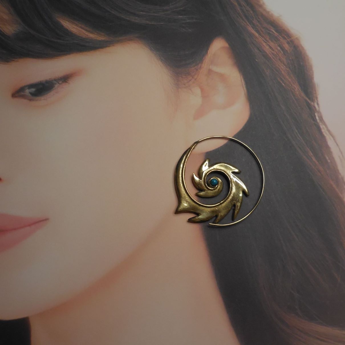 Indian Spiral Hoop Earrings for pierced ears