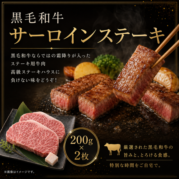 二次会 景品 【単品】 お肉 黒毛和牛サーロインステーキ 200g×2枚 目録 A3 or A4パネル付｜有効期限無し 結婚式 ビンゴ イベント おすすめ