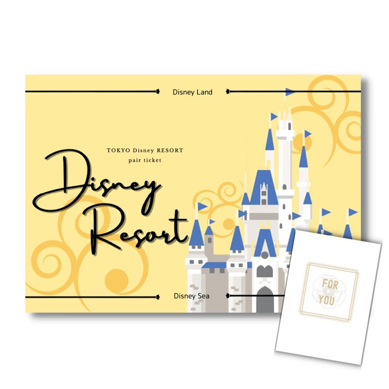 結婚式 景品 【単品】 ディズニーペアチケット ディズニーランド or ディズニーシー 目録 A3パネル付｜有効期限無し 二次会 おしゃれ おすすめ 新パネル