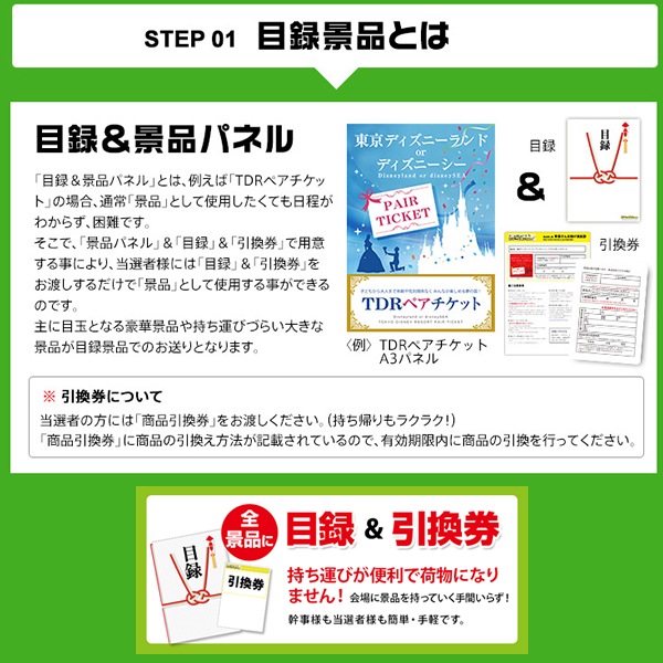 二次会 景品 【超豪華 景品 10点セット】 選べる4 ( ディズニー 日帰り温泉 富士急 ナガスパ ) ペアチケット 松阪牛 神戸牛 バリスタ等 目録 全てA3パネル付｜有効期限無し 結婚式 ビンゴ イベント おすすめ