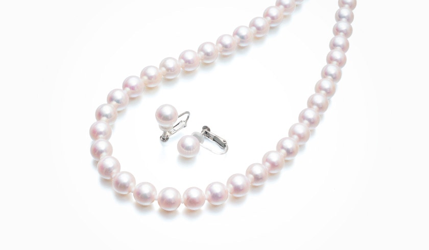 あこやオーロラロゼ本真珠7.5-8.0mmパールネックレスセット プレゼント