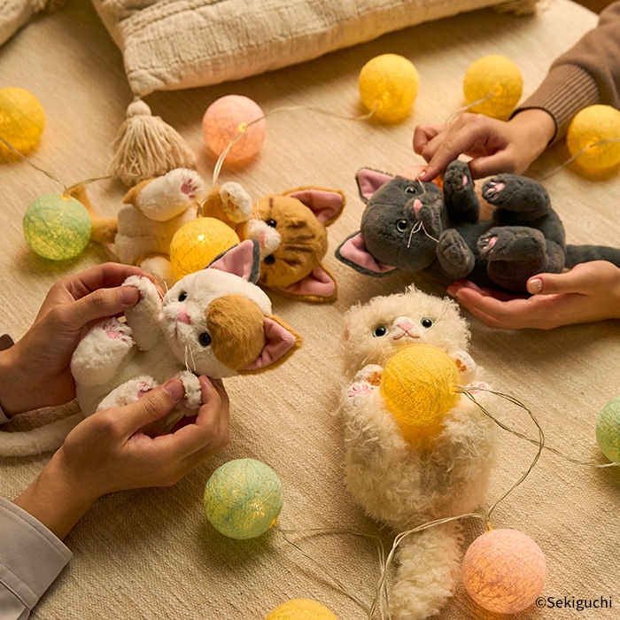 予約】 ころりんぬいぐるみ ねこ しろふわ|【ぬいぐるみのセキグチ