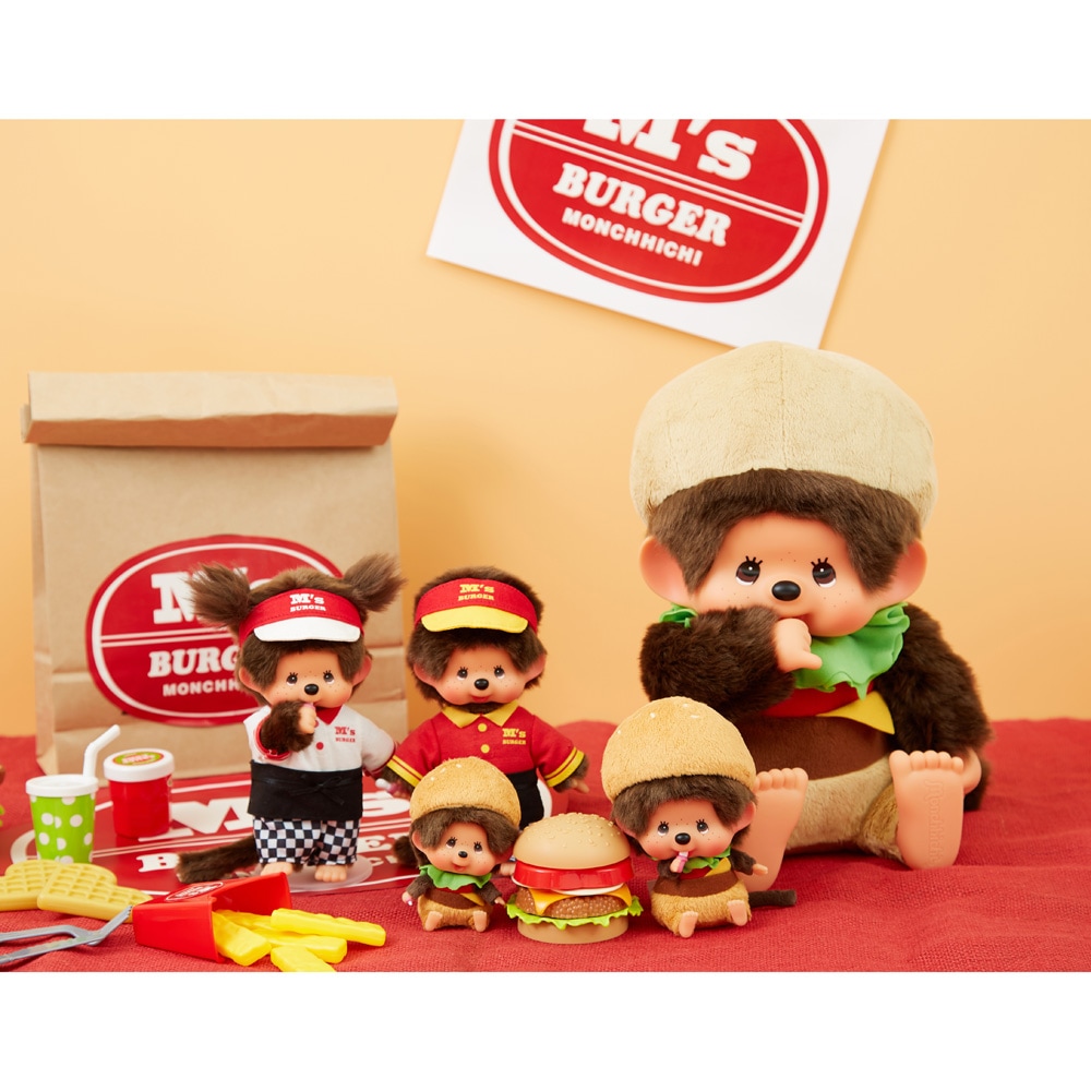 新品✨モンチッチ　ハンバーガー屋さん　ぬいぐるみ　Sサイズ M's BURGER モンチッチ ショップスタッフ S 男の子|【ぬいぐるみ