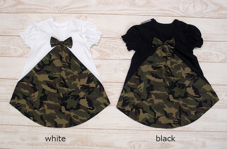 【在庫処分セール・さらにクーポン利用可】子供服 トップス 迷彩リボンバックが長めのAラインチュニック日本製で安心♪A4679(80cm 90cm 95cm 100cm)保育園 0356・メール便可13