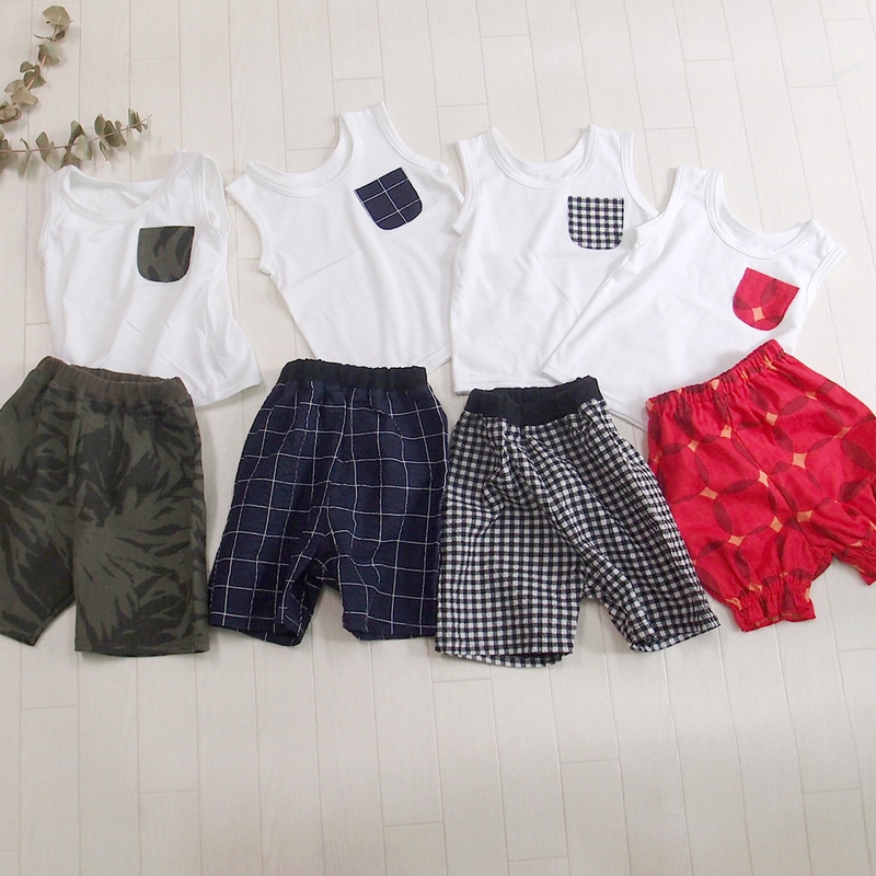 【在庫処分セール・さらにクーポン利用可】子供服 トップス ポケット付き綿100％タンクトップ(80cm 90cm 95cm 100cm)0356・メール便可10保育園　保育園着