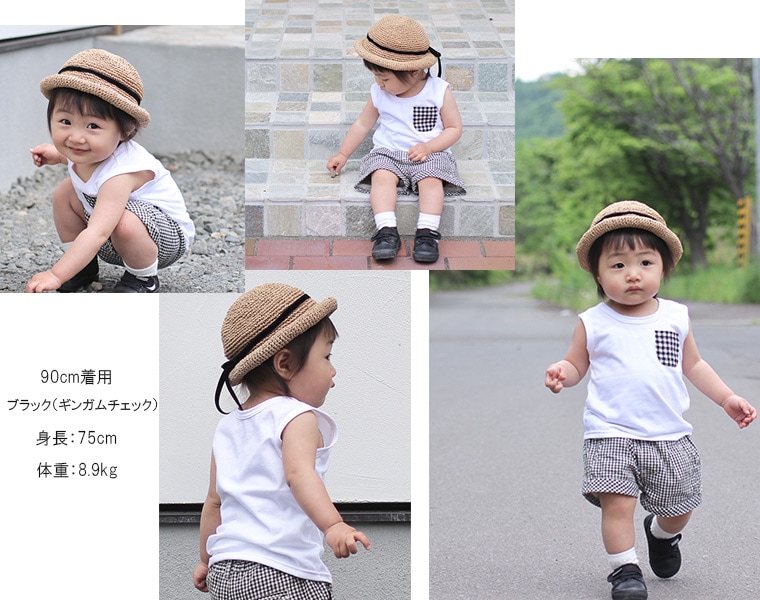 【在庫処分セール・さらにクーポン利用可】子供服 トップス ポケット付き綿100％タンクトップ(80cm 90cm 95cm 100cm)0356・メール便可10保育園　保育園着