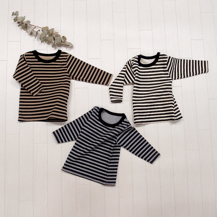   子供服 トップス ボーダープリント伸縮性抜群スパンフライス長袖Ｔシャツ2998(80cm 90cm 95cm 100cm)・メール便可20 ベビー服 男の子 女の子 赤ちゃん