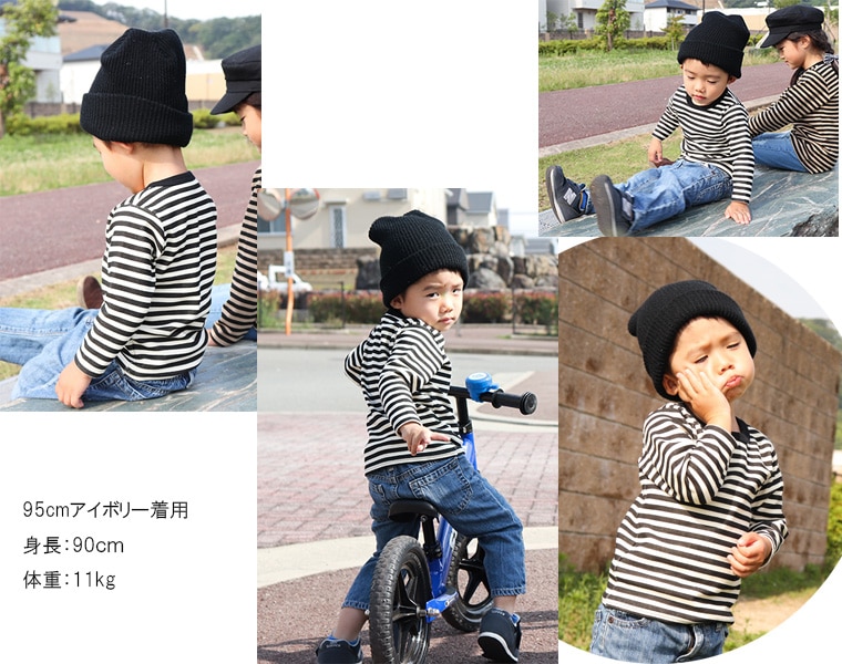   子供服 トップス ボーダープリント伸縮性抜群スパンフライス長袖Ｔシャツ2998(80cm 90cm 95cm 100cm)・メール便可20 ベビー服 男の子 女の子 赤ちゃん