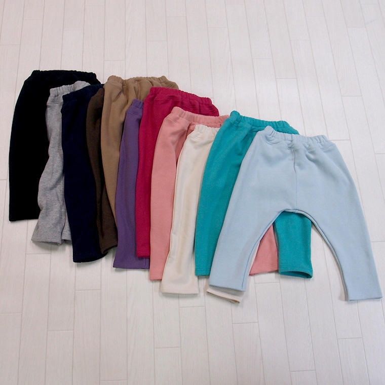 【再入荷】子供服 パンツ 綿100％ふんわり表起毛桃のような肌触りサルエルパンツ（80cm 90cm 95cm 100cm）1923・メール便可40 ズボン 保育園