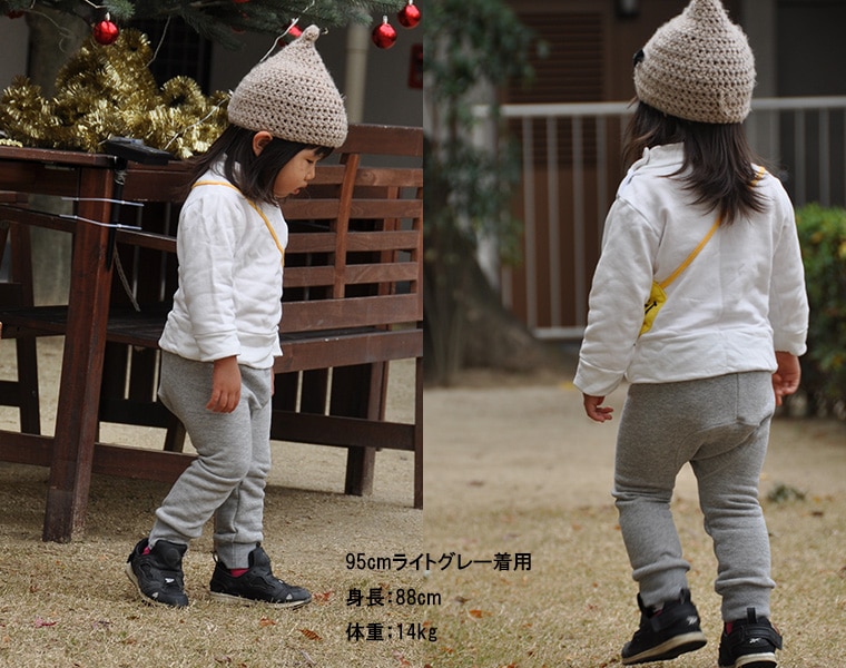 子供服 パンツ 綿100％グレー裏毛モンキーパンツB4816(80cm 90cm 95cm)・メール便可30 ズボン 保育園