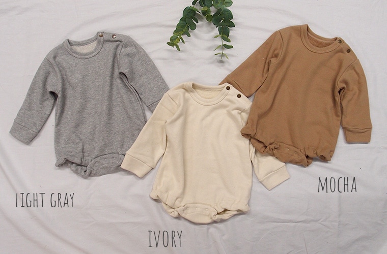 子供服　桃のような肌触り トレーナー 綿100％ ロンパース『A4839』(70cm 80cm)メール便可40　1923保育園　保育園着カバーオール　ベビー服　赤ちゃん
