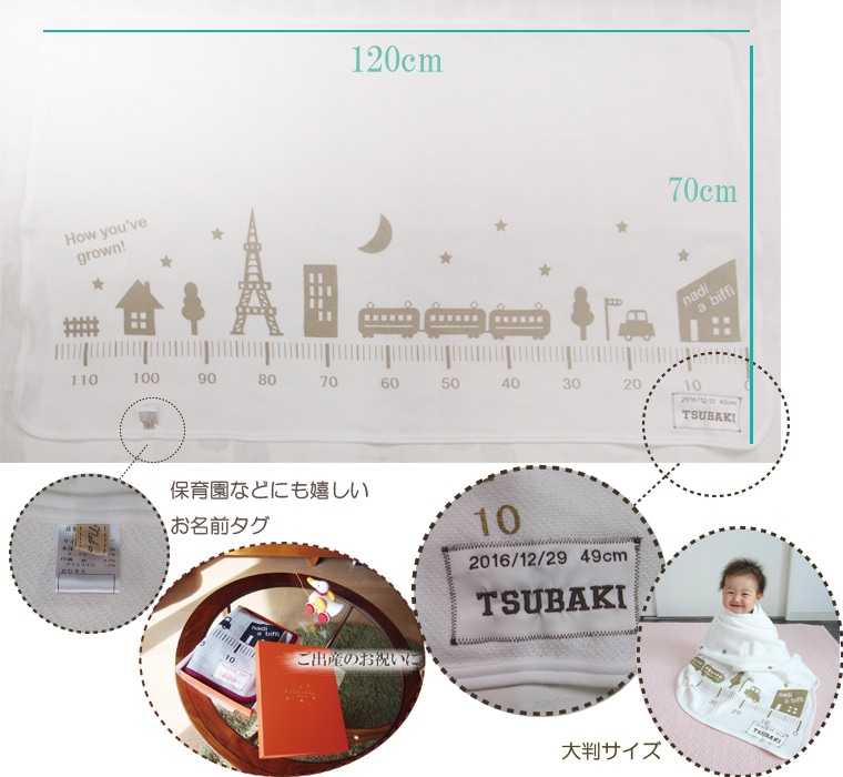 【名入れ無料・ギフトBOX入り】068身長計ブランケット出産祝いなどに最適！軽量で肌触りのいい素材保育園・メール便不可