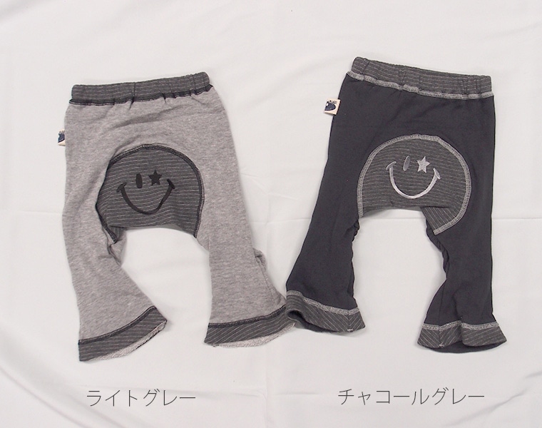 【在庫処分セール・さらにクーポン利用可】B1683ひざクシュクシュニコちゃん刺繍10分丈モンキーパンツ保育園・メール便可13 ベビー服 男の子 女の子ズボン 赤ちゃん