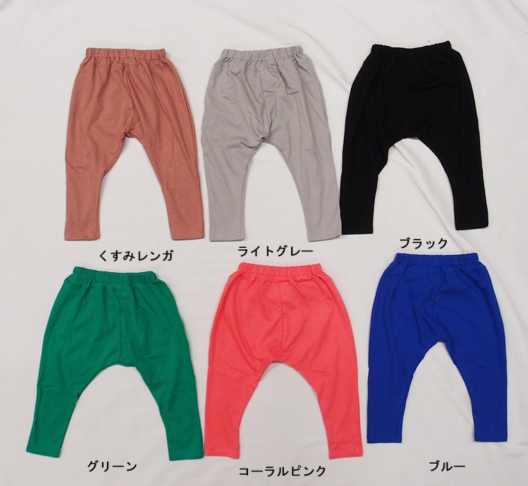 夏の防蚊対策に10分丈のパンツ　夏用薄手綿100%天竺素材10分丈サルエルパンツ（80cm 90cm 95cm 100cm）0356