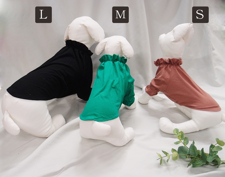 【日本製】綿100％　フリルラグランＴシャツ　犬服　ドッグウェア　dogwear　（S.M.L）0356　赤ちゃんに使うやさしい素材