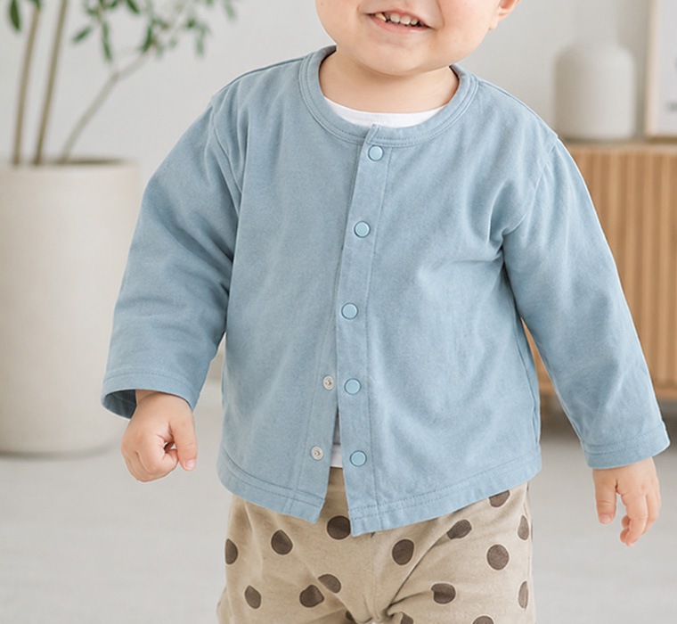 【接触冷感×UVカット】ひんやり快適　丸首シンプルな無地カーディガン(80cm 90cm 95cm 100cm)7550ひんやり　クール　冷房対策涼しい
