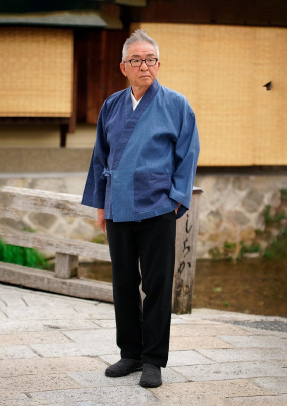 【作務衣】ドット柄 紺