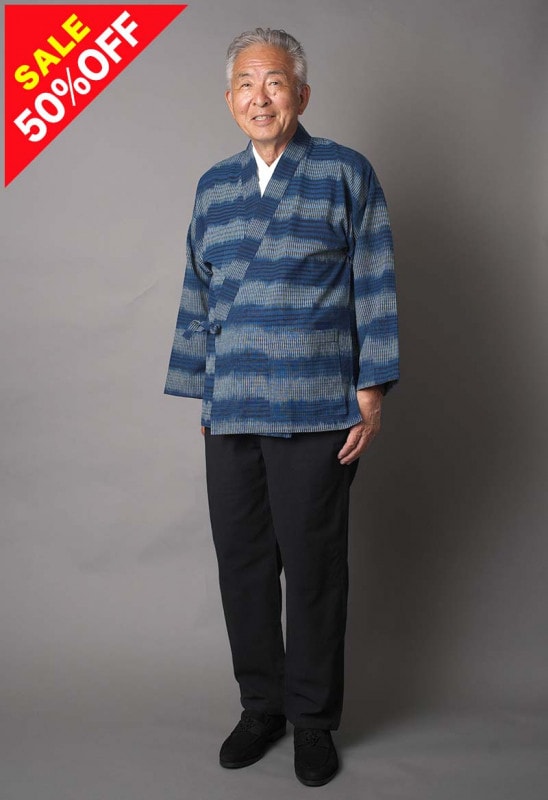 【セール】 L のみ 綿作務衣 紺