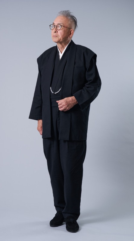 【着物スーツ】 綿ブラック ストレートパンツ(武玄-1) 裏地龍柄