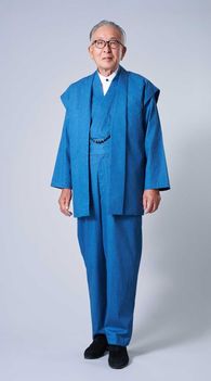 【着物スーツ】 綿 ヴィンテージ風 ブルー