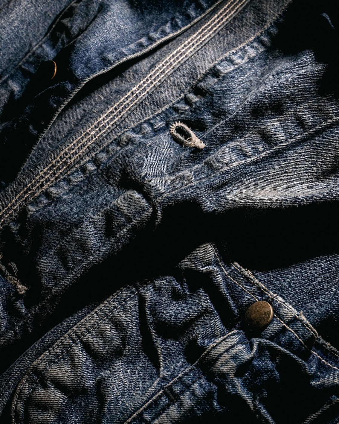 M / used wash repaired denim coverall