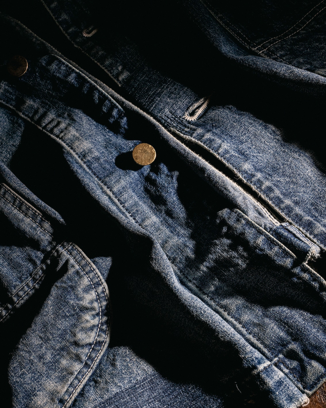 M / used wash repaired denim coverall