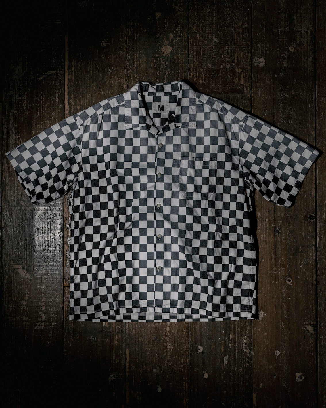 M / hand work used wash checker flag shirts