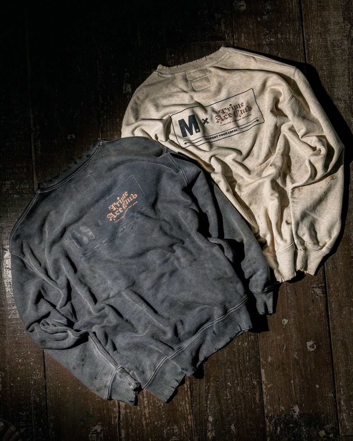 M / hand work used wash sweat shirts(Triple Ace Club �� M)