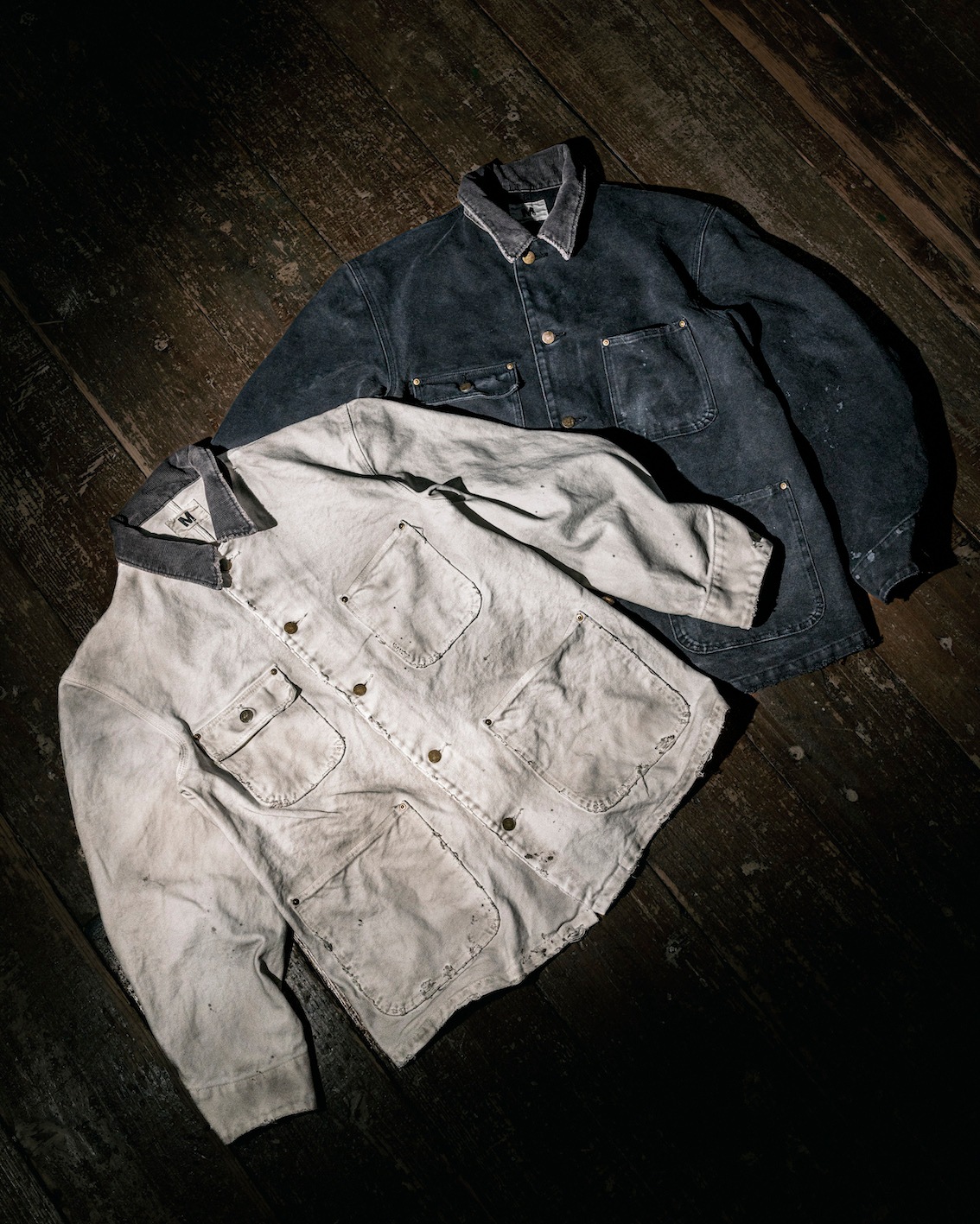 M / hand work used wash duck chore coat