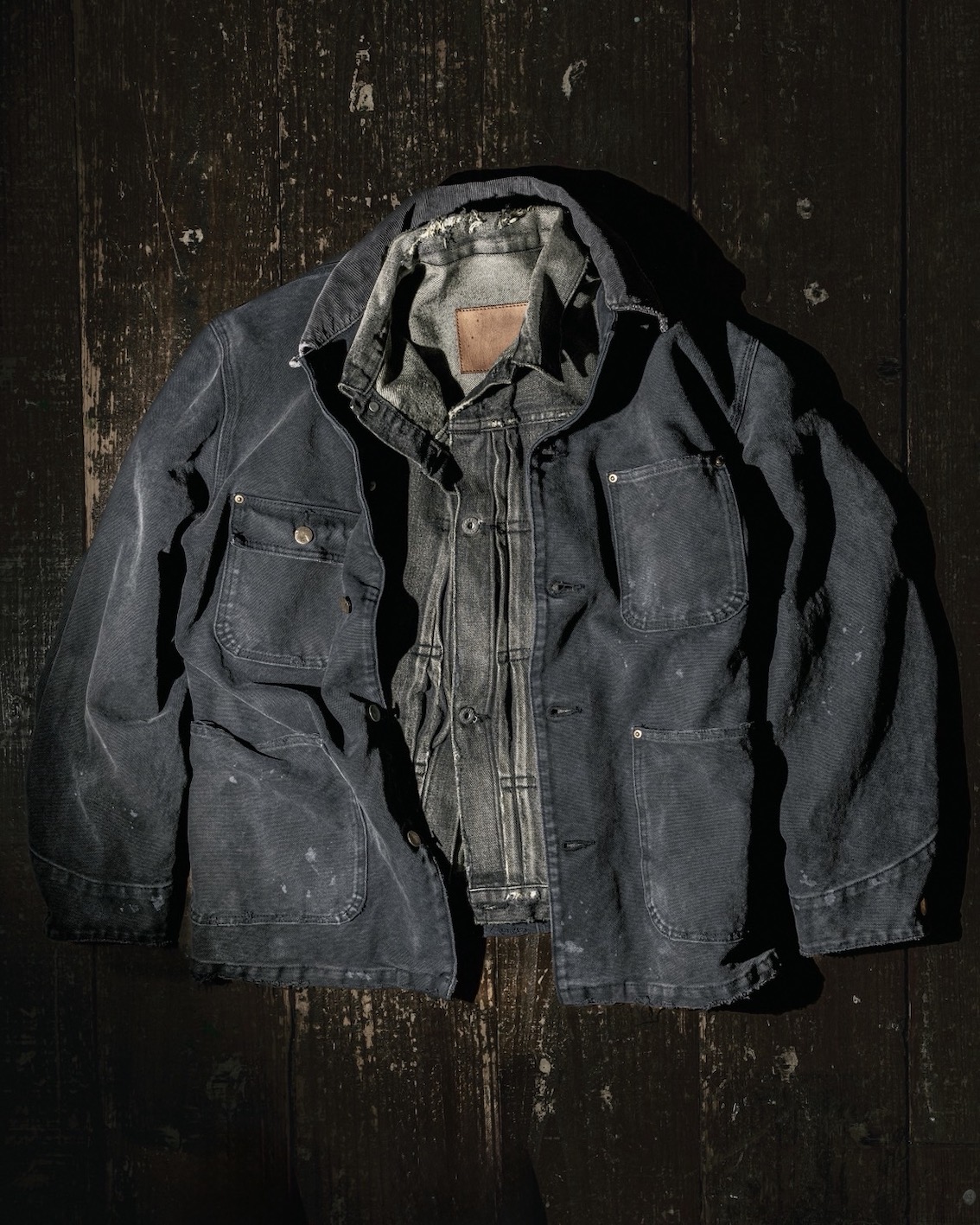 M / hand work used wash duck chore coat