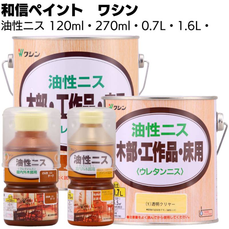 和信ペイント 油性ニス ＜1液ウレタン樹脂塗料 屋内木部 家具 ひさしのある屋外木部 ドア 床＞