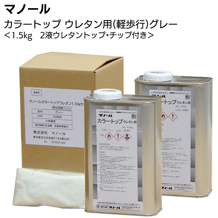 マノール カラートップ ウレタン用チップ付（軽歩行用）グレー 1.5kg ＜主剤0.9kg＋硬化剤0.6kg＋チップ40g＞ 
