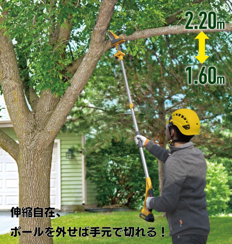 ムサシ 充電式ハンディ＆ポールチェーンソー PCS-6001＜ガーデニング