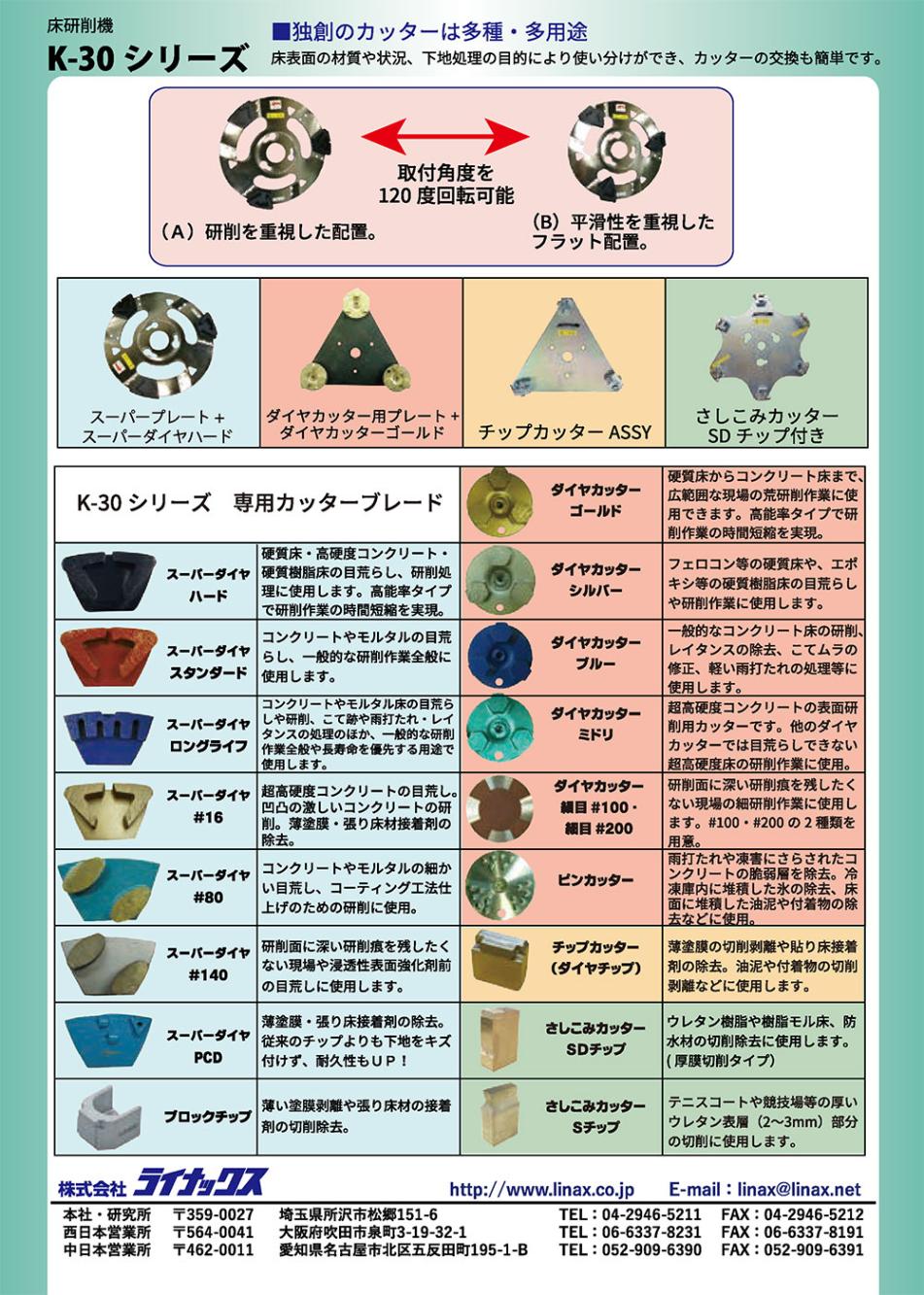 ライナックス 床研削機 K-30N (エンジン式) 通販｜ものいち