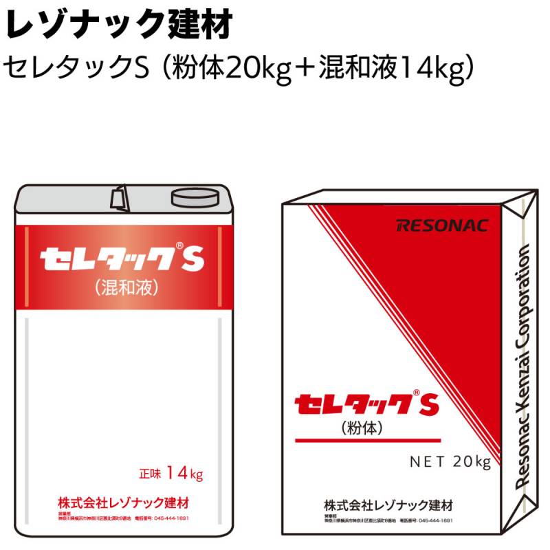 レゾナック建材 セレタックS 34kgセット（粉体20kg＋混和液14kg）＜ポリマーセメント系塗膜防水材 昭和電工建材＞◯