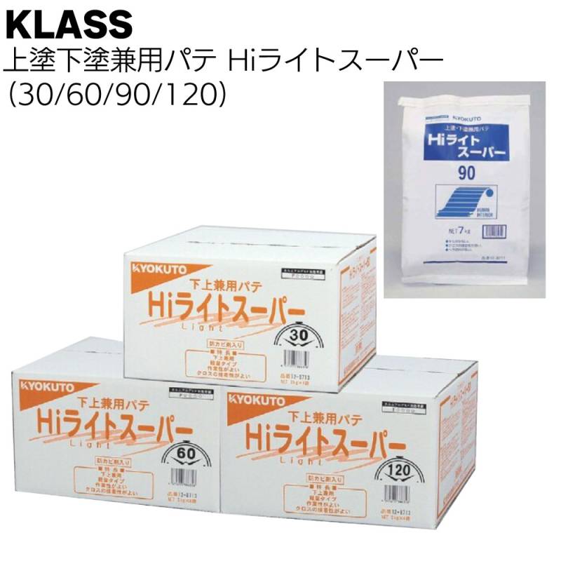 KLASS（極東産機）Hiライトスーパー30/60/90/120＜上塗下塗兼用パテ 12-8716 12-8713 12-8711 12-8710＞