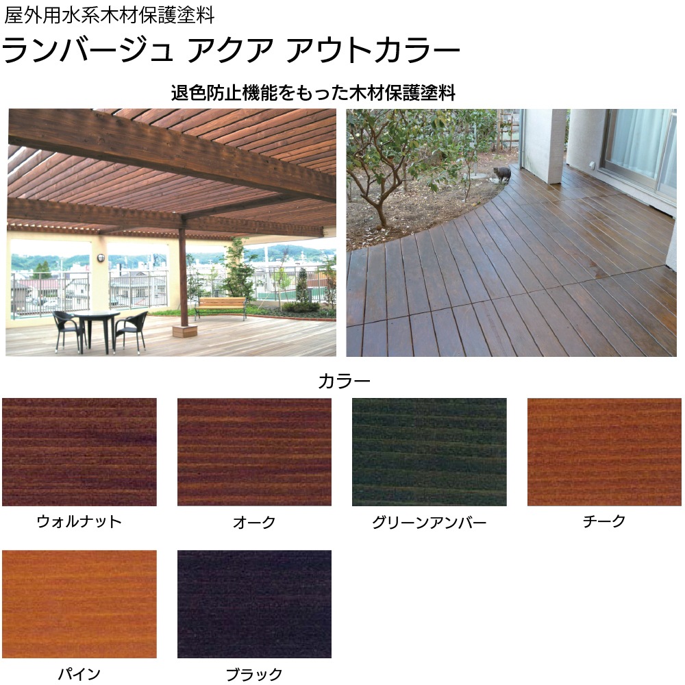 エービーシー商会 ABC ランバージュアクア アウトカラー 3L/16L ＜退色防止機能・木材保護塗料＞