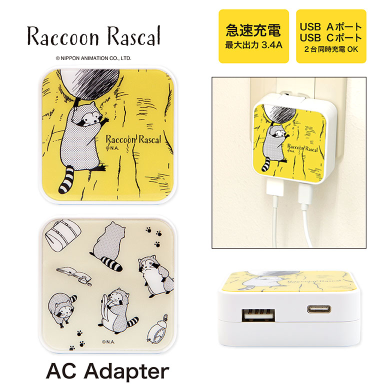 あらいぐまラスカル USB/USB Type-C ACアダプタ