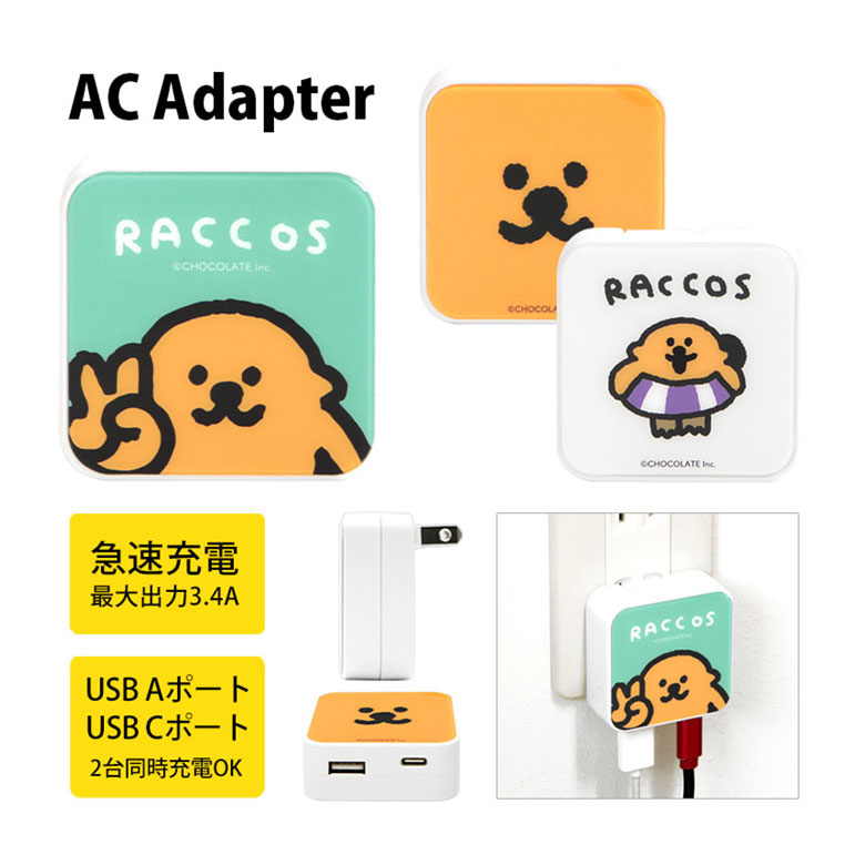 ラッコズ USB/USB Type-C ACアダプタ