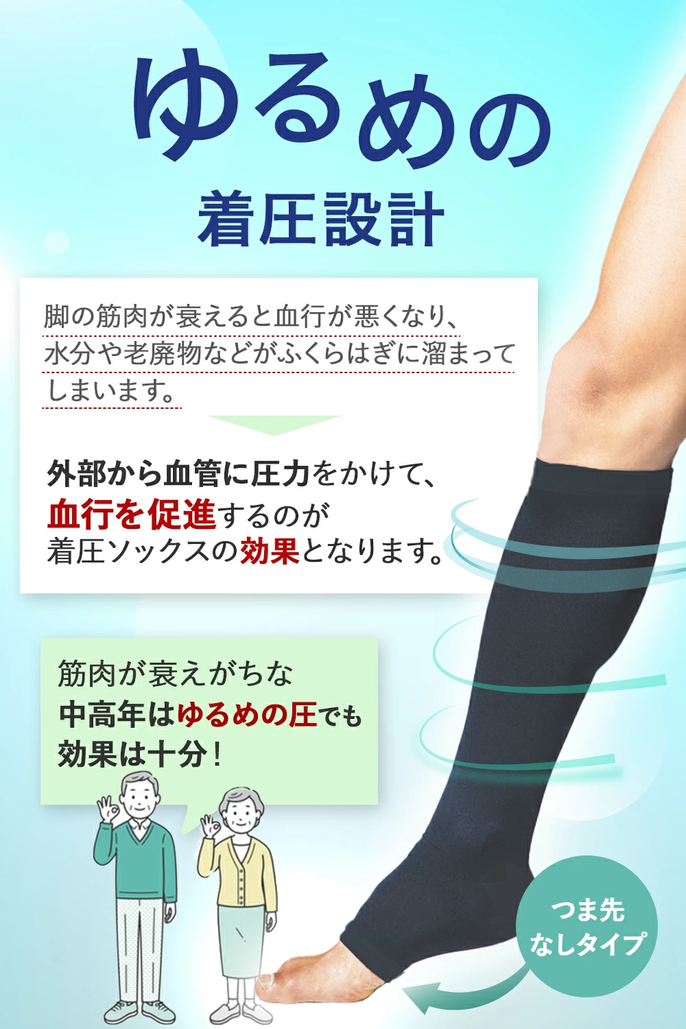 ソックス 選べる3タイプ ベージュ 男女兼用 締メディカル 一般医療機器【ふくらはぎサポーター／つま先なし(オープントゥ)／つま先あり】