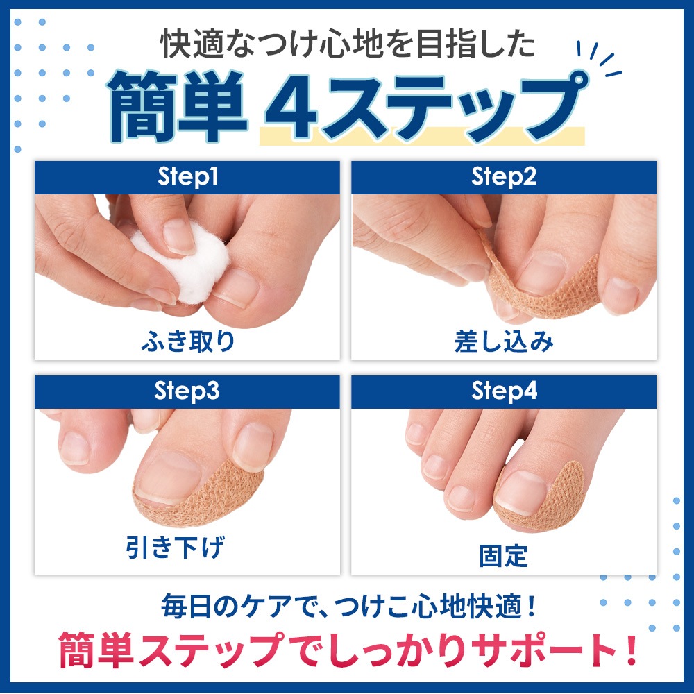 巻き爪専門家監修 巻き爪保護テープ 50枚入 ラクラク歩行 ※巻き爪の矯正を目的とした器具ではありません