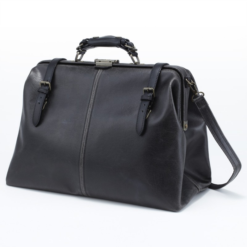 木和田 Retro レトロ 2way ボストンバッグ トラベルバッグ ショルダーバッグ 口金式 ダレス式 日本製 ブラック 1485-BK
